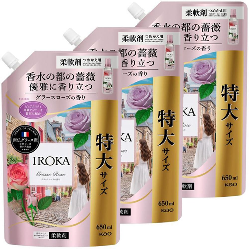 【まとめ買い】 ＩＲＯＫＡ グラースローズ スパウト 柔軟剤 ６５０ｍｌ ×３個セット