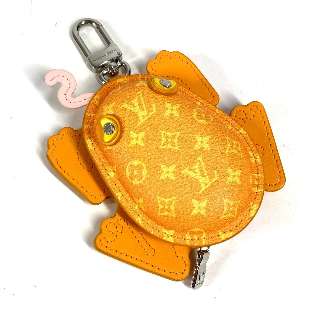 キーホルダー M02215 バッグチャーム・LV フロッグ モノグラム バッグチャーム 蛙 カエル イヤフォンケース コインケース モノグラムキャンバス イエロー