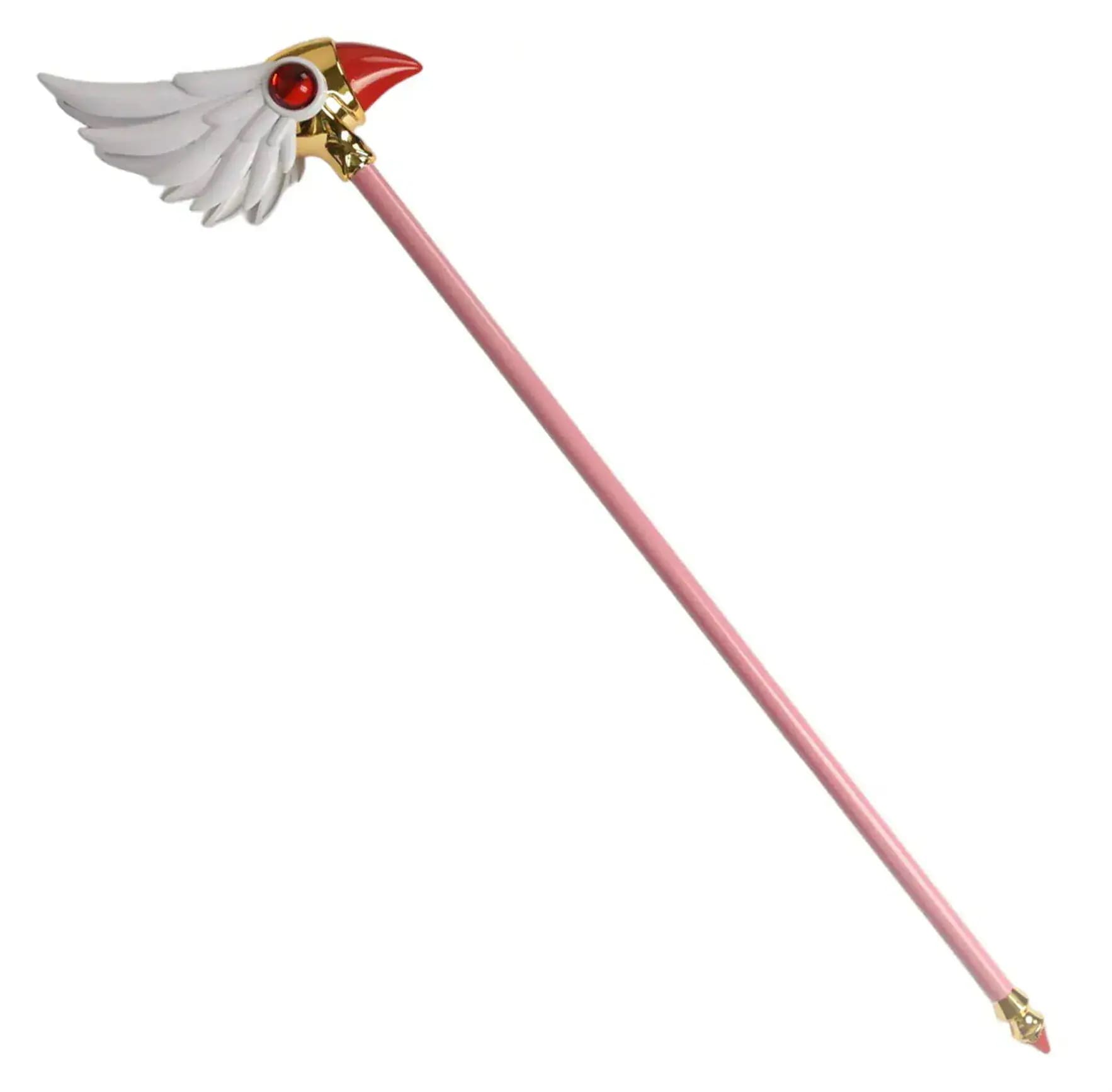 （WJ Fashion.）封印の杖 カードキャプターさくら　90cm　クリアカード 魔法少女　道具　武器　魔法の杖　ステッキ　封印の杖 星の杖 可愛い 樹脂 コスプレ道具 撮影道具 おもちゃ 手遊