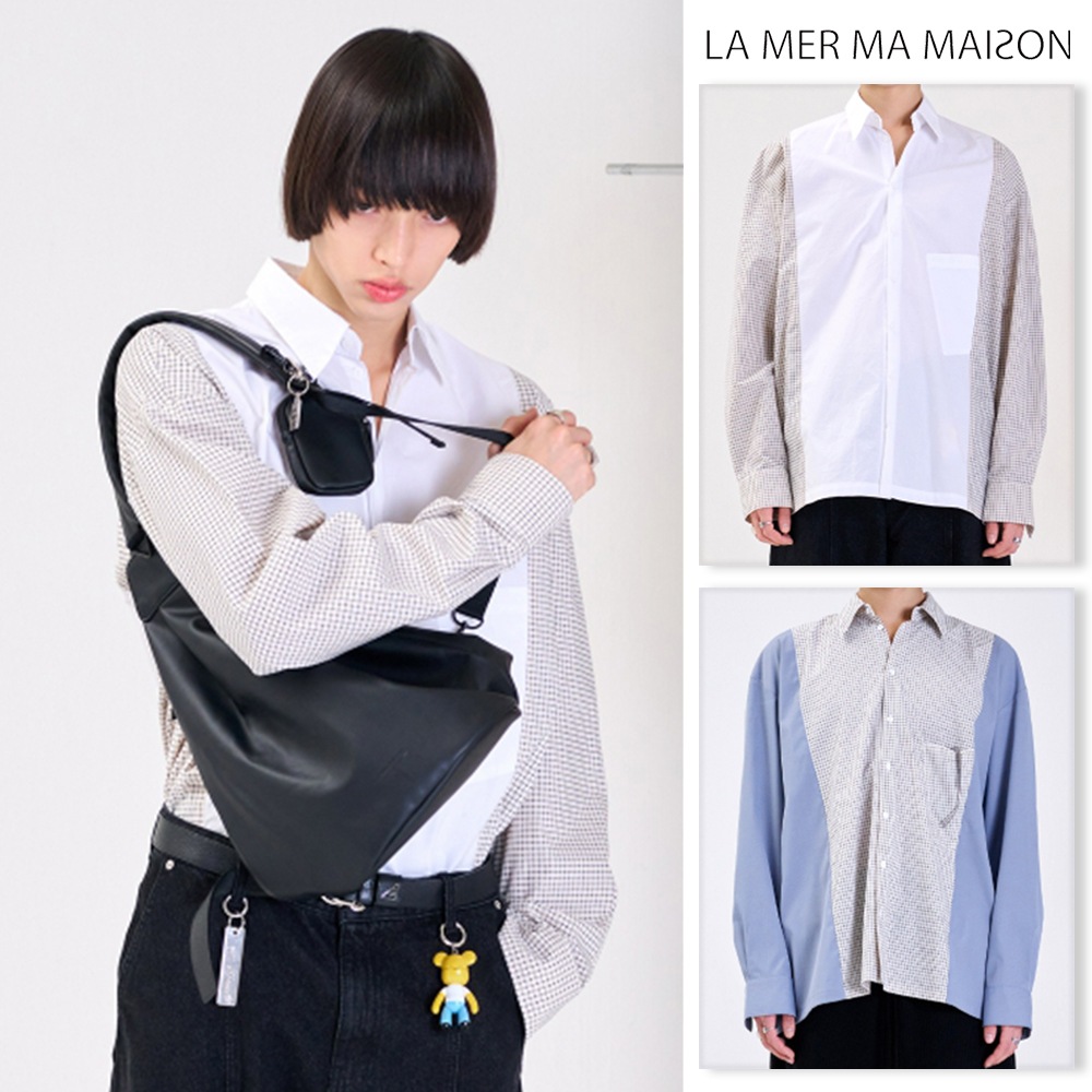 [LA MER MA MAISON] CHECK FABRIC MIX SHIRT