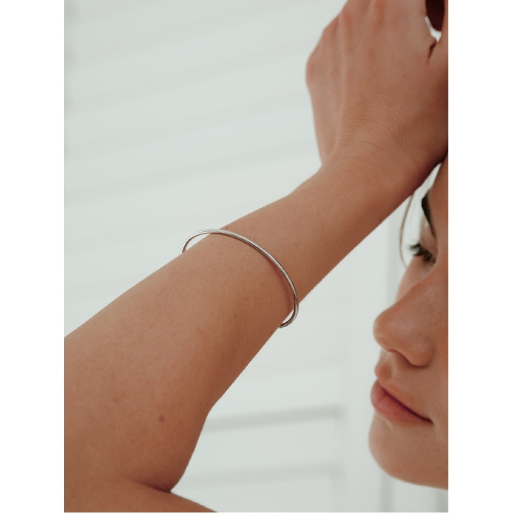 LUNNE シルバー 925 2mm デンスソリッドカフバングルブレスレット #LSB30