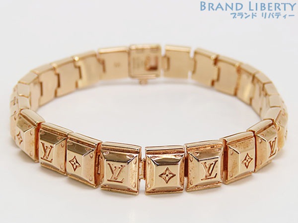 レアほぼ新品ルイヴィトンブラスレナノグラムテニスブレスレット腕輪ピンクゴールドメタルM64650