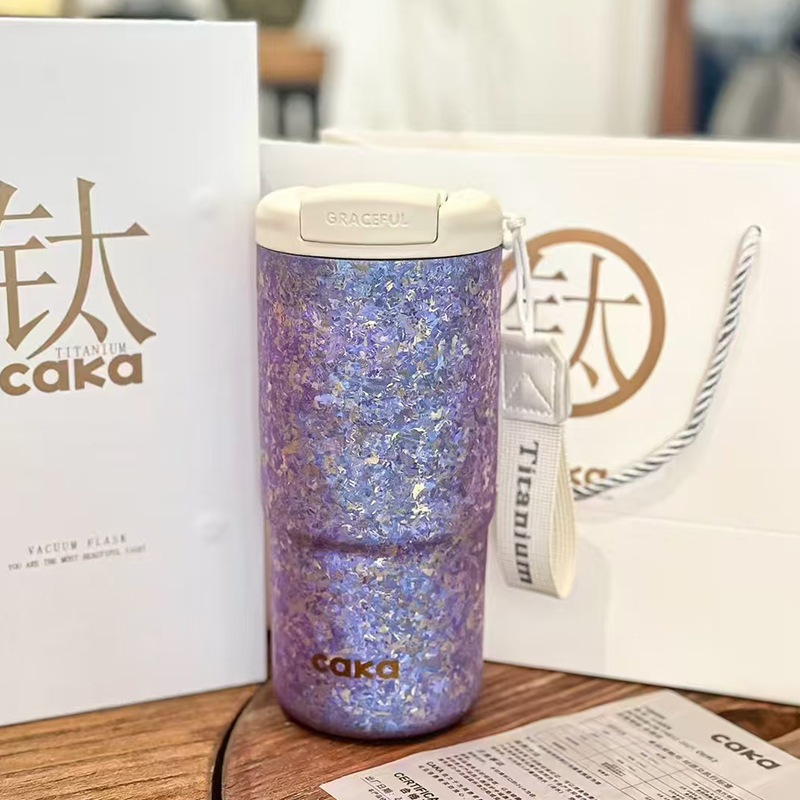 純チタン製のコーヒーマグ断熱性の高いダブルカップでスタイリッシュで持ち運びやすく旅行や車内での使用に最適ですギフトボックス入り