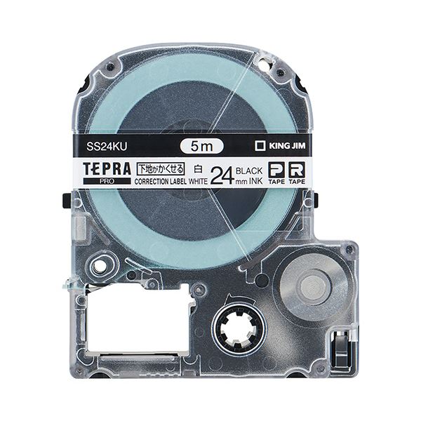 (まとめ) キングジム テプラ PROテープカートリッジ 下地がかくせるラベル 24mm 白/黒文字 SS24KU 1個 (×10セット)