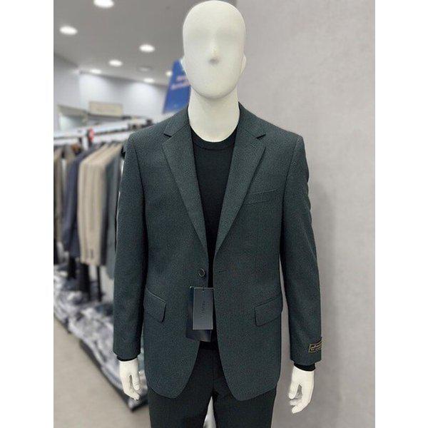 メンズウール70％モ직カシミヤダークグリーン緑色カラーカジュアルセットアップコンビジャケット