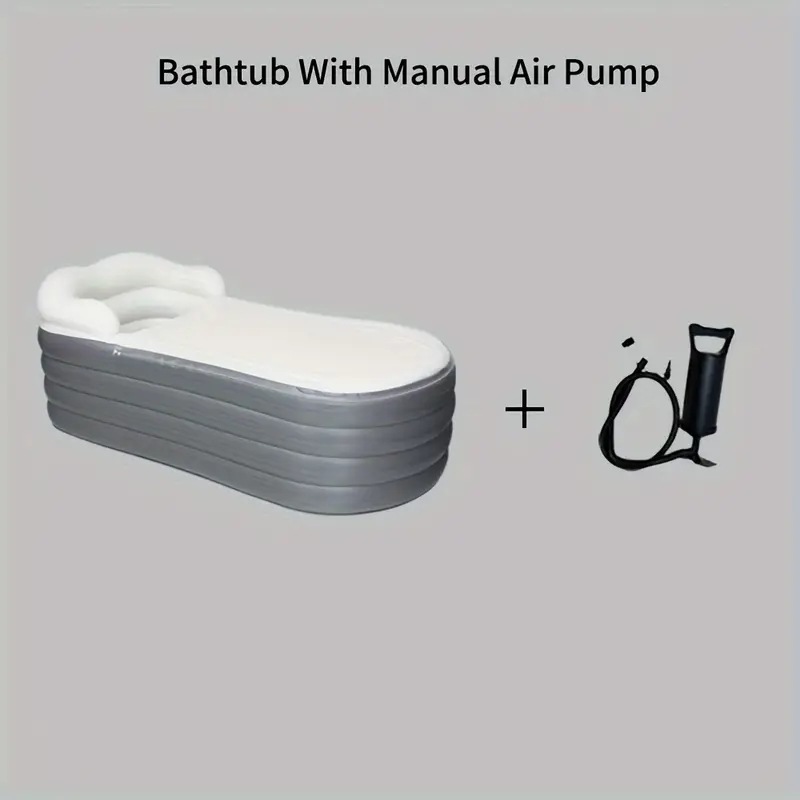 ポータブル折りたたみ式インフレータブルバスタブ取り外し可能な蓋と枕付き - 厚手素材家庭庭キャンプ用の大容量アウトドア/インドアスパタブ - 現代デザイン排水穴付きインフレータブル