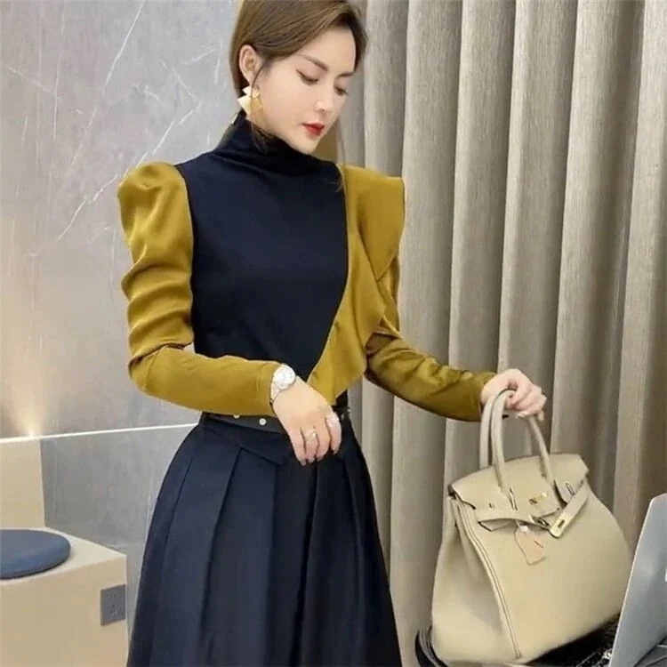 セール 新しいデザイン オシャレ タートルネック スリム 暖かい フリル 厚手 おしゃれ