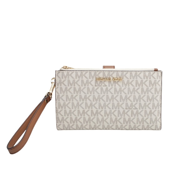 二つ折り財布 JET SET TRAVEL DOUBLE ZIP WRISTLET 35F8GTVW0B-VANILLA MK レディース バニラ