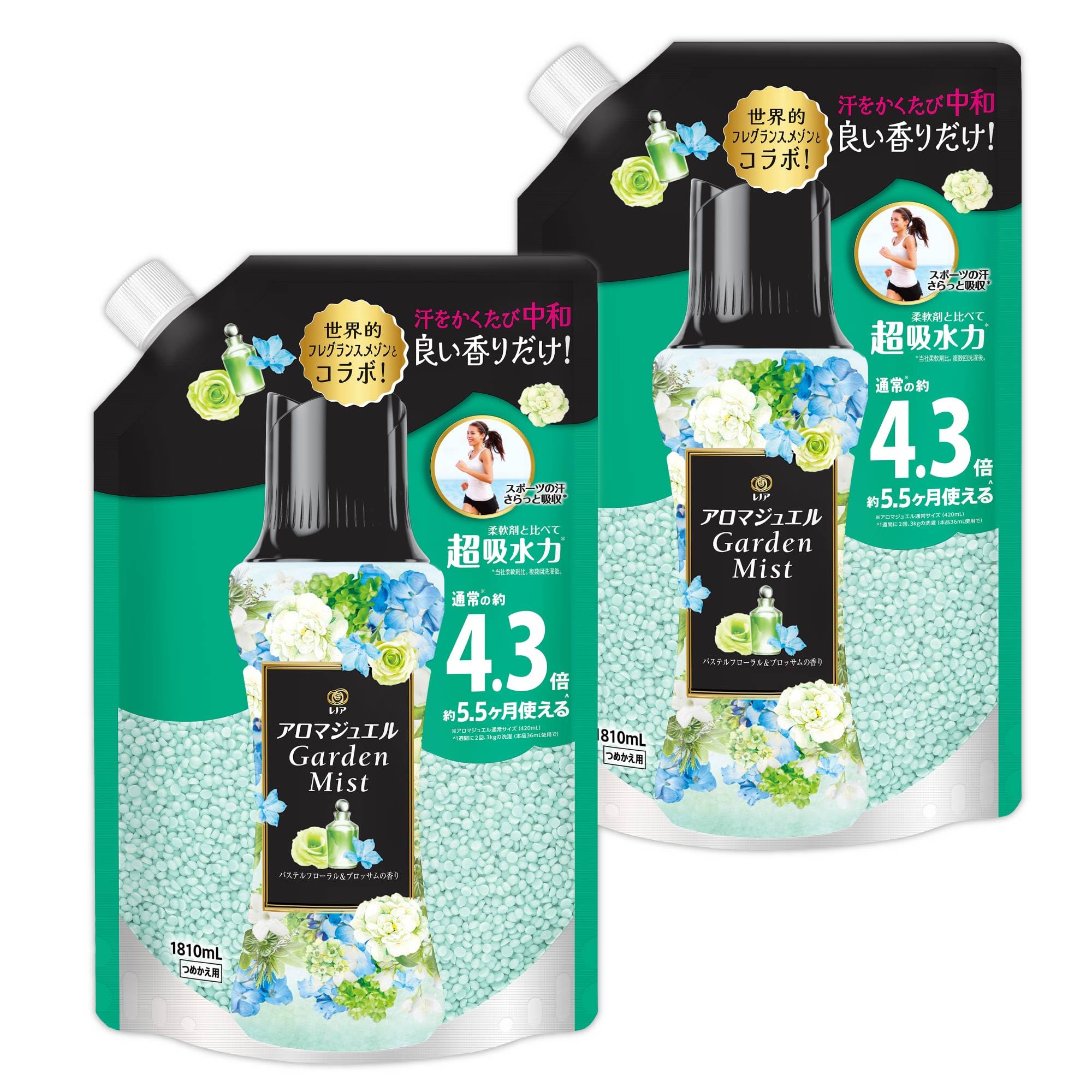 レノア ハピネス アロマジュエル 香り付け専用ビーズ パステルフローラル＆ブロッサム 詰め替え 1 810mL×2袋【まとめ買い】 [大容量]