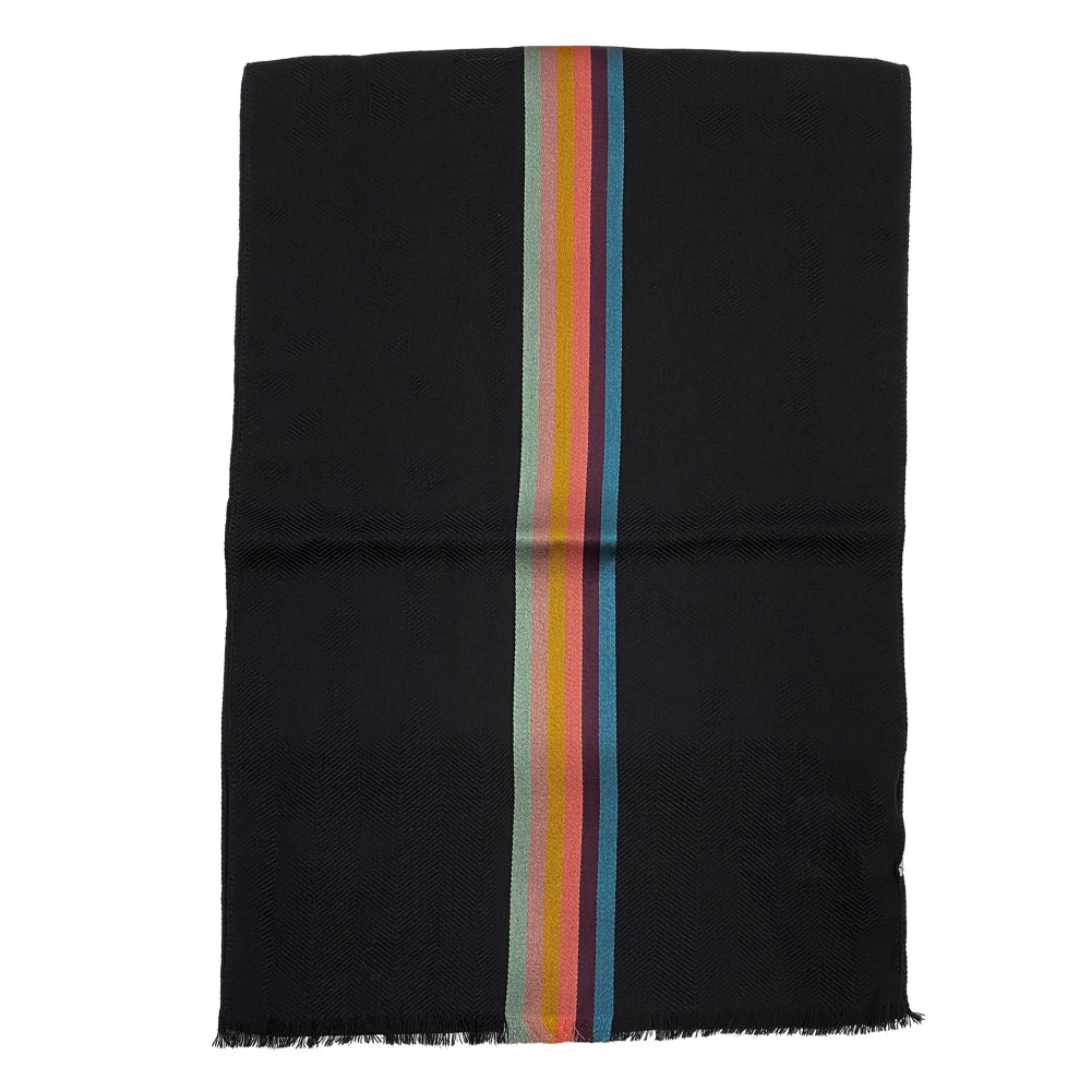 スカーフ マフラー ストール ブラック マルチカラーストライプ CENTRAL STRP M1A 454D AS22 79
