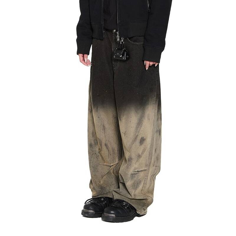 アカム AAKAM Dirty Gradation デニムパンツ ブラック 499703