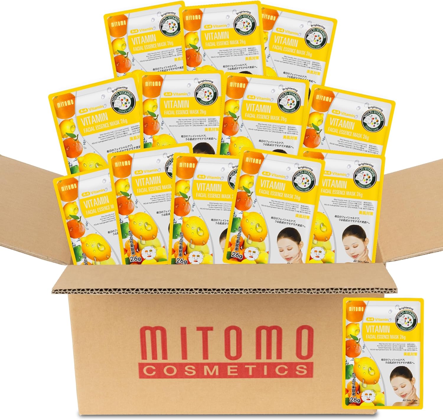 日本製 ビタミンＣ 清净透明 美容シートマスク/100枚x1セット＝100枚/美容液/スキンケア 潤いマスクパック[MTSS00516-A-4x010]