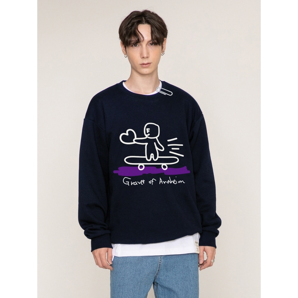 GRAVERヒューマンスケートボードスマイルマントゥーマンネイビー