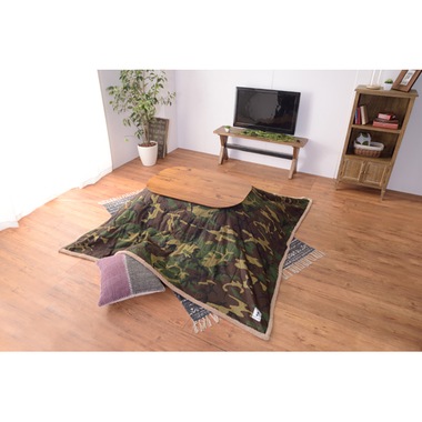 KK-147こたつ掛け布団コタツフトン炬燵ふとん省エネあったか北欧迷彩柄緑色正方形190X190cm