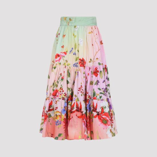 ROBERTO CAVALLI Women Mid Skirts WQT303 3AR32 D0509 GREEN FUCHSIA