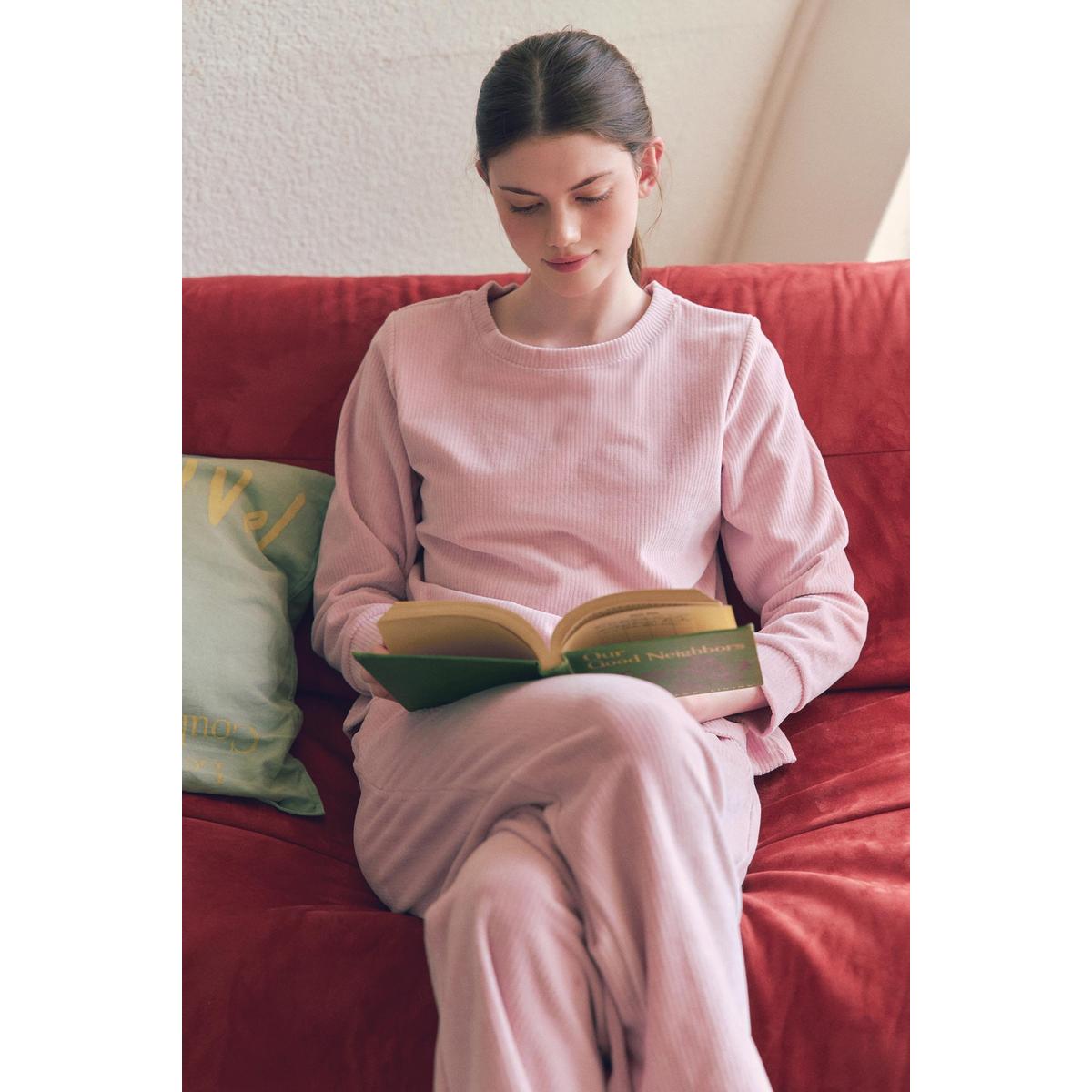 ベロア リブ ソリッド 女性 上下 室内着 VEVSG