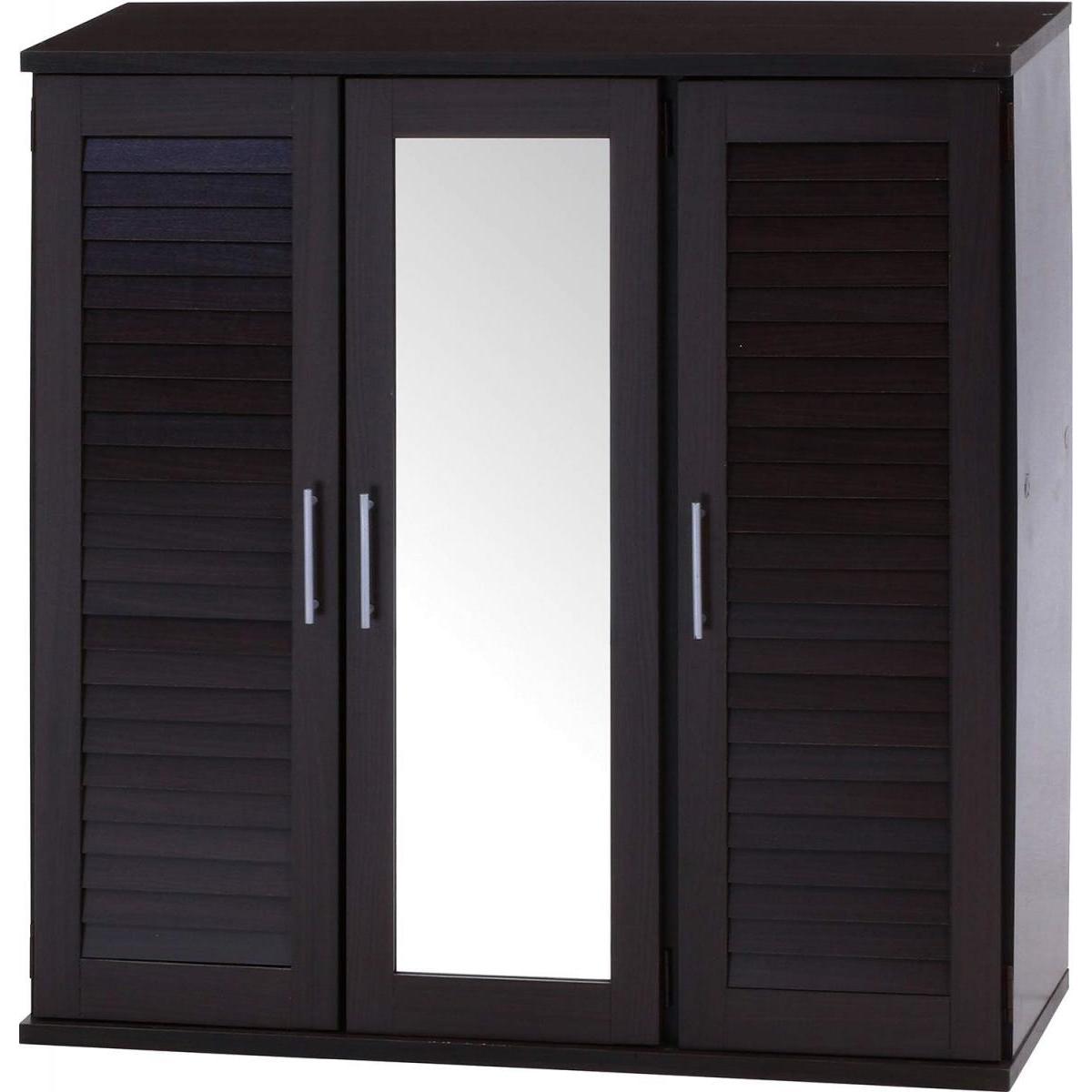 【i】不二貿易 下駄箱 シューズボックス ミラー付 ルーバータイプ ブラウン 86192 可動棚 玄関収納 靴箱 【代引不可/北海道・沖縄・離島不可】【代引不可/沖縄・離島 10,619円