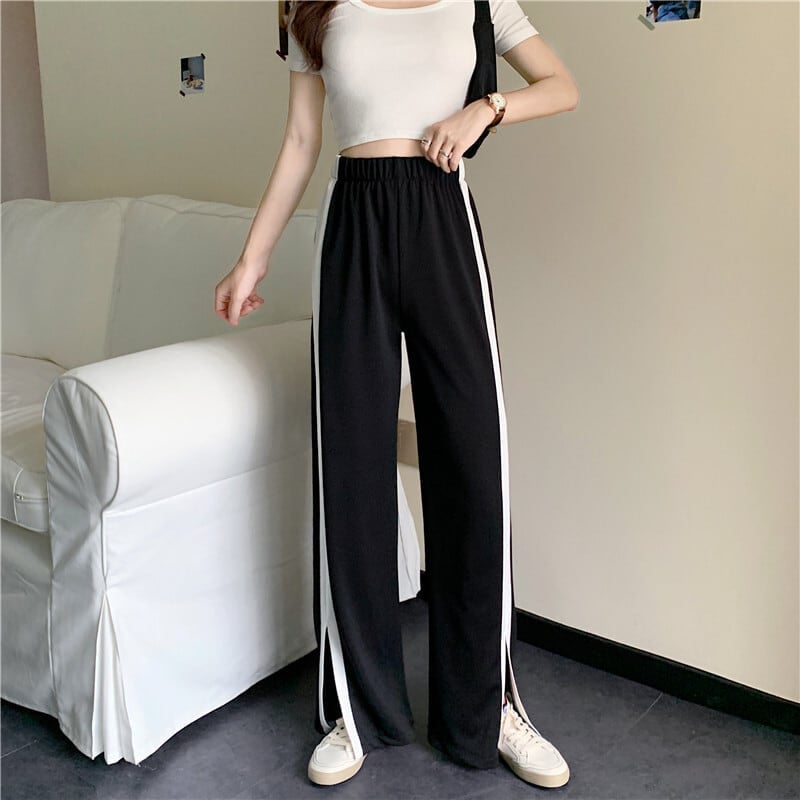 ボトムス ボトム おすすめ おしゃれ お洒落 安い プチプラ パンツ ジョガー パンツ スウェット パンツ ハイ ウエスト ストレッチ スリット ポリエステル ウエスト