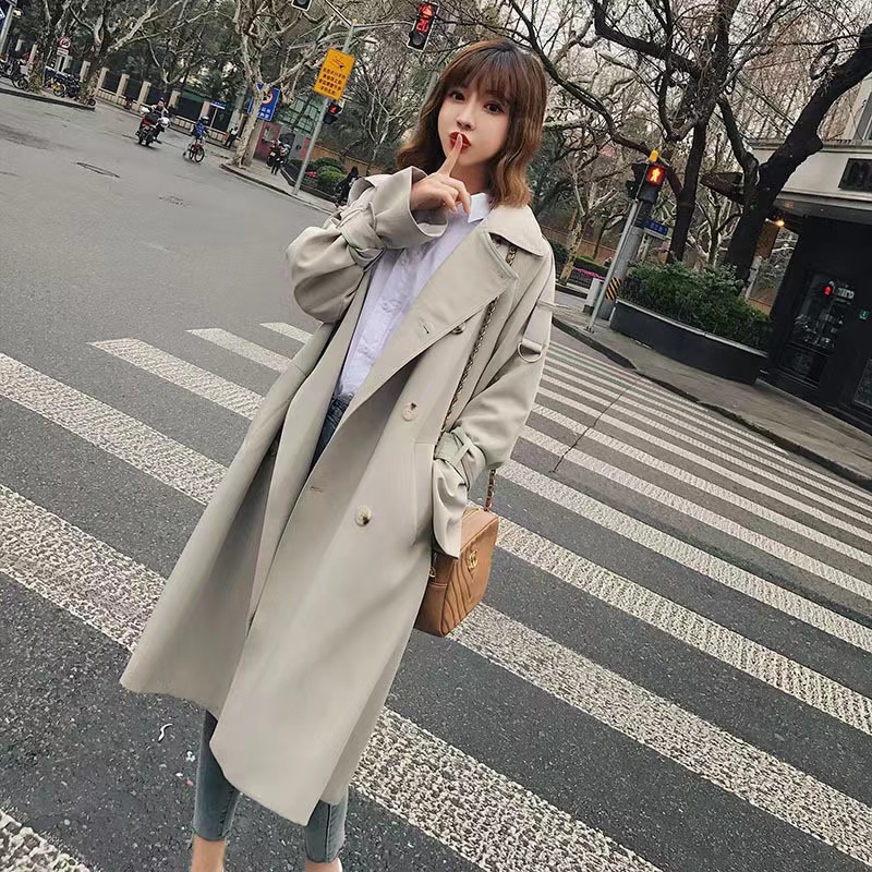 トレンチコート レディース 薄手　無地 ゆったり 韓国風 春 秋 スプリング コート スプリング ロング 通勤 スリム 着痩せ