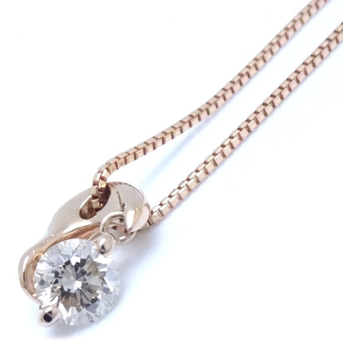 ダイヤモンド ネックレス 一粒ダイヤモンド0.20ct スイング K18PG ピンクゴールド/75580【中古】