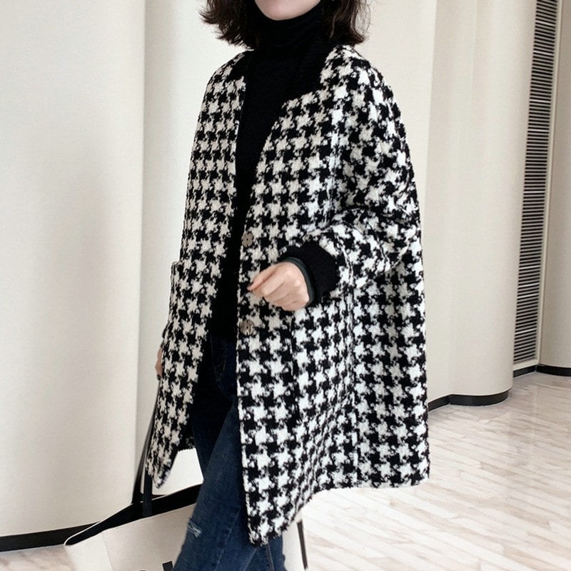 コートチェスターコートロングコート千鳥柄レディースコートアチェックコートグレンチェック