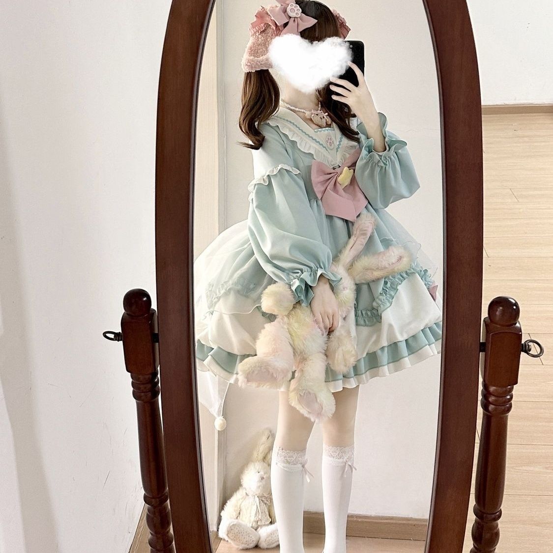 【急速出荷!】ネックop 長袖ドレス ネイビー ポッドワンピース 長袖 フルロリータ ロリータ 大きいサイズ和服コスムコスム 4,962円