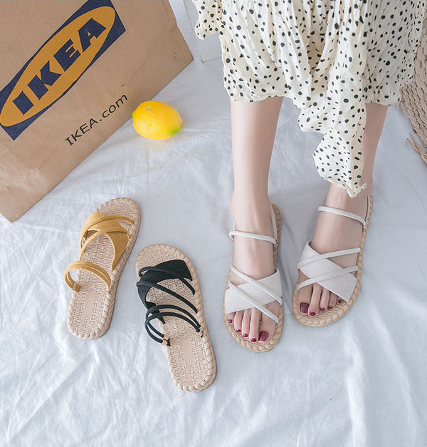 【2way】サンダル フラットサンダル ローヒール ぺたんこ つっかけ かかとなし 春夏 フラット シンプル カジュアル おしゃれ 歩きやすい 普段履き 靴 リゾートサンダル ビーチ 海 レジャー 旅