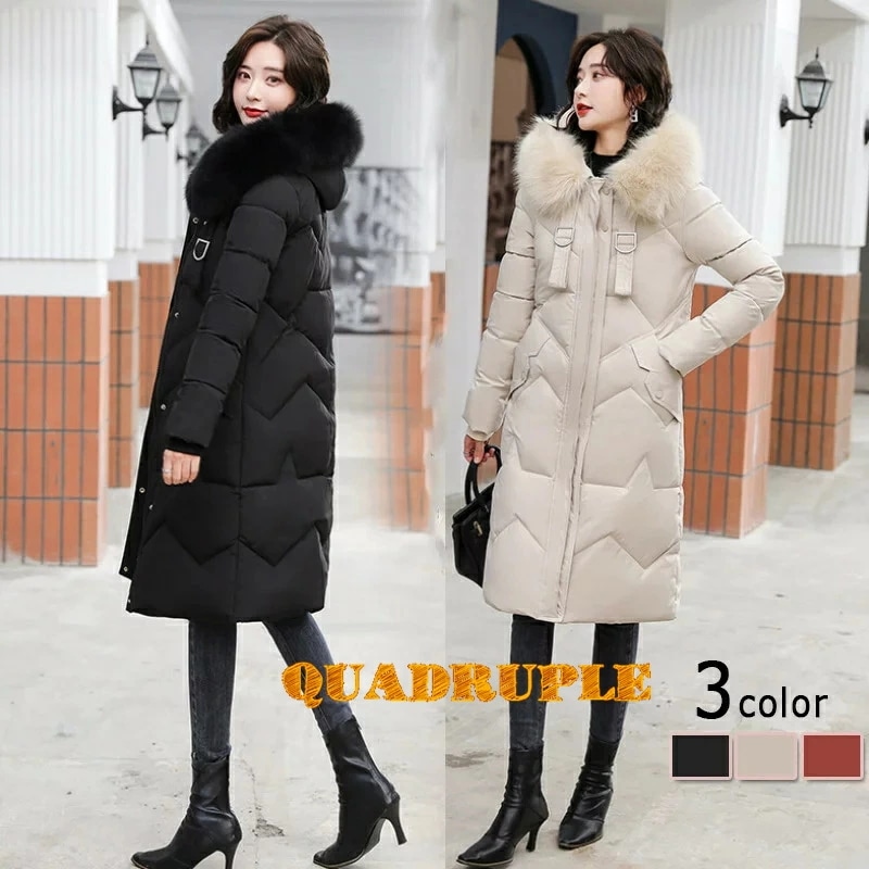 レディースダウンコート 中綿 レディース ジャケット ロングコート マキシ丈 秋 冬用 ファイクファー 中綿コート フード付き ファー付き 着痩 アウター 厚手 軽量 身を修める ゆったり 暖かい 防