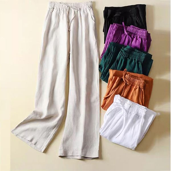 爆売れ中上質素材　麻の大人パンツ　ロングパンツ　リゾート　旅行　大きいサイズ有り　Sから３L　オレンジ　細く見える通勤通学20代30代40代50代60代