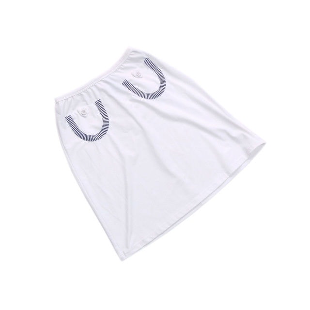 スカート ボーダーポケット付き 24INCHサイズ ホワイト系 レディース 中古