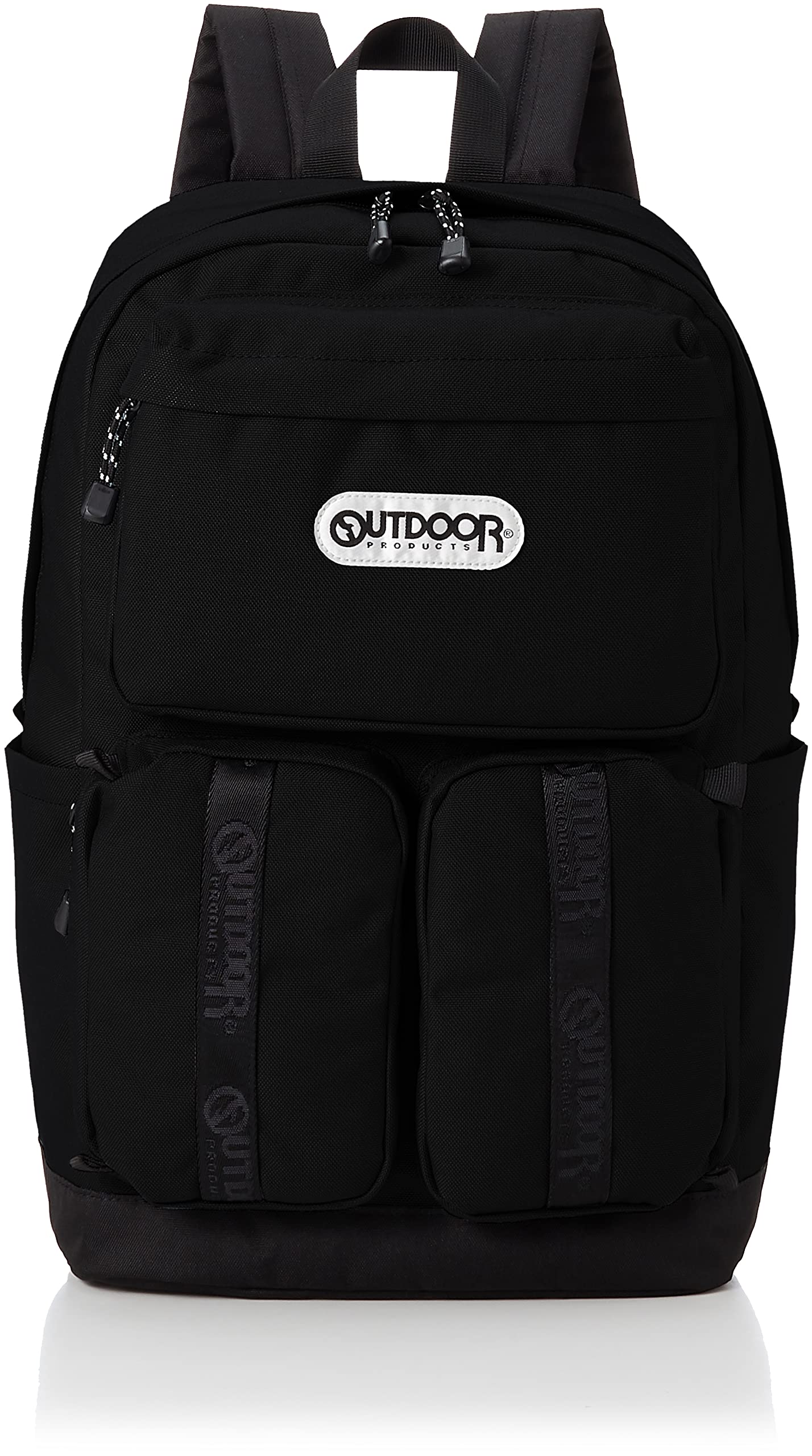 [アウトドアプロダクツ] リュック A4収納 PC収納 大容量 26L クラシック ロゴテープ ナイロン ポケット多数 メンズ ブラック F