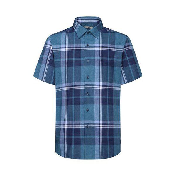 リネン混紡ラージチェックカジュアル半袖シャツ__DLS3SHCS131N1