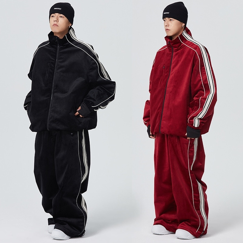 スノーボードウェア 上下セット セットアップ 無地 ライン ２点セット ジャケット アウター ロングパンツ ボトムス ズボン レディース メンズ スノボウェア スキーウェア 防水10000mm 男女兼