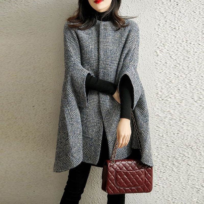 アウター レディース ポンチョ 7分袖 Aライン フェミニン ストリート 前開き ツイード かわいい 大人可愛い きれいめ シンプル カジュアル おしゃれ かっこいい レトロ こなれ感 ガーリー ナチ