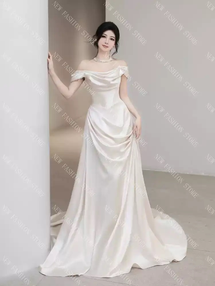 ウエディングドレス小柄ワンショルダーワンピース-68