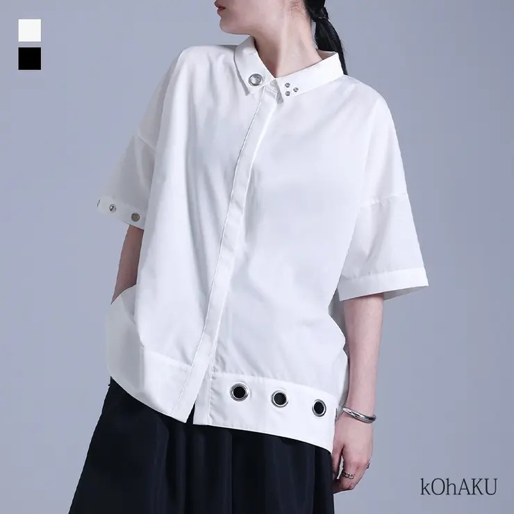 kOhAKUアシンメトリーハトメデザインシャツ