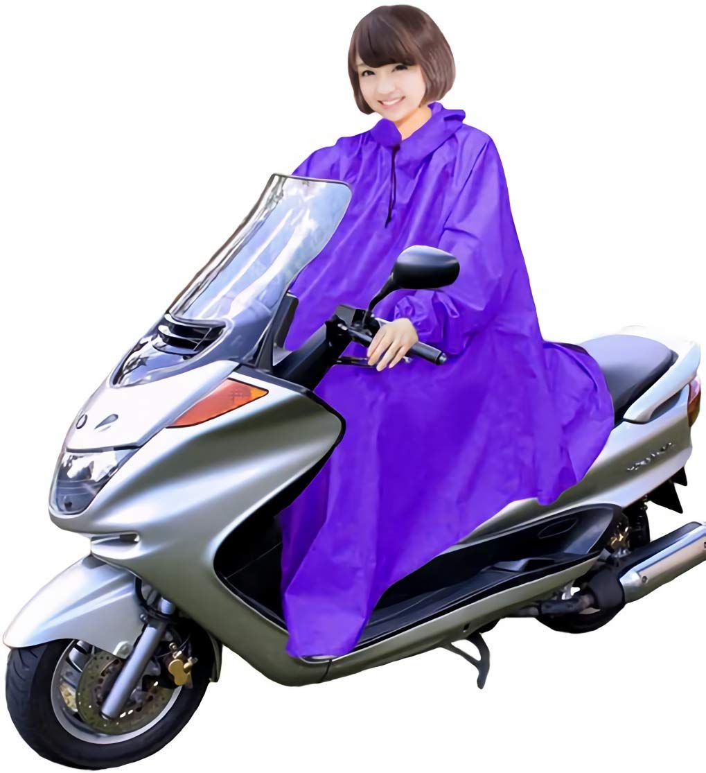 [ヴェロ クオーレ] 男女兼用 バイク 自転車 スクーター 用 レインコート ポンチョ 防水 フリーサイズ 雨具 雨合羽 カッパ 屋外作業 アウトドア (パープル)