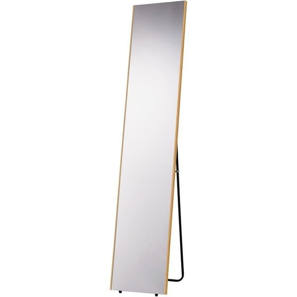 N-7228 軽くて割れないスタンドミラーII 木目調ナチュラル 30×150