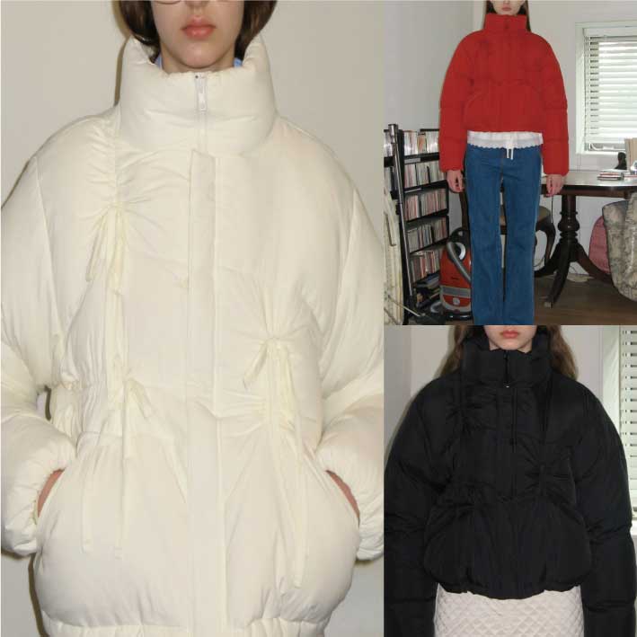 RIBBON DETAIL PUFFER JACKET (3 COLORS)