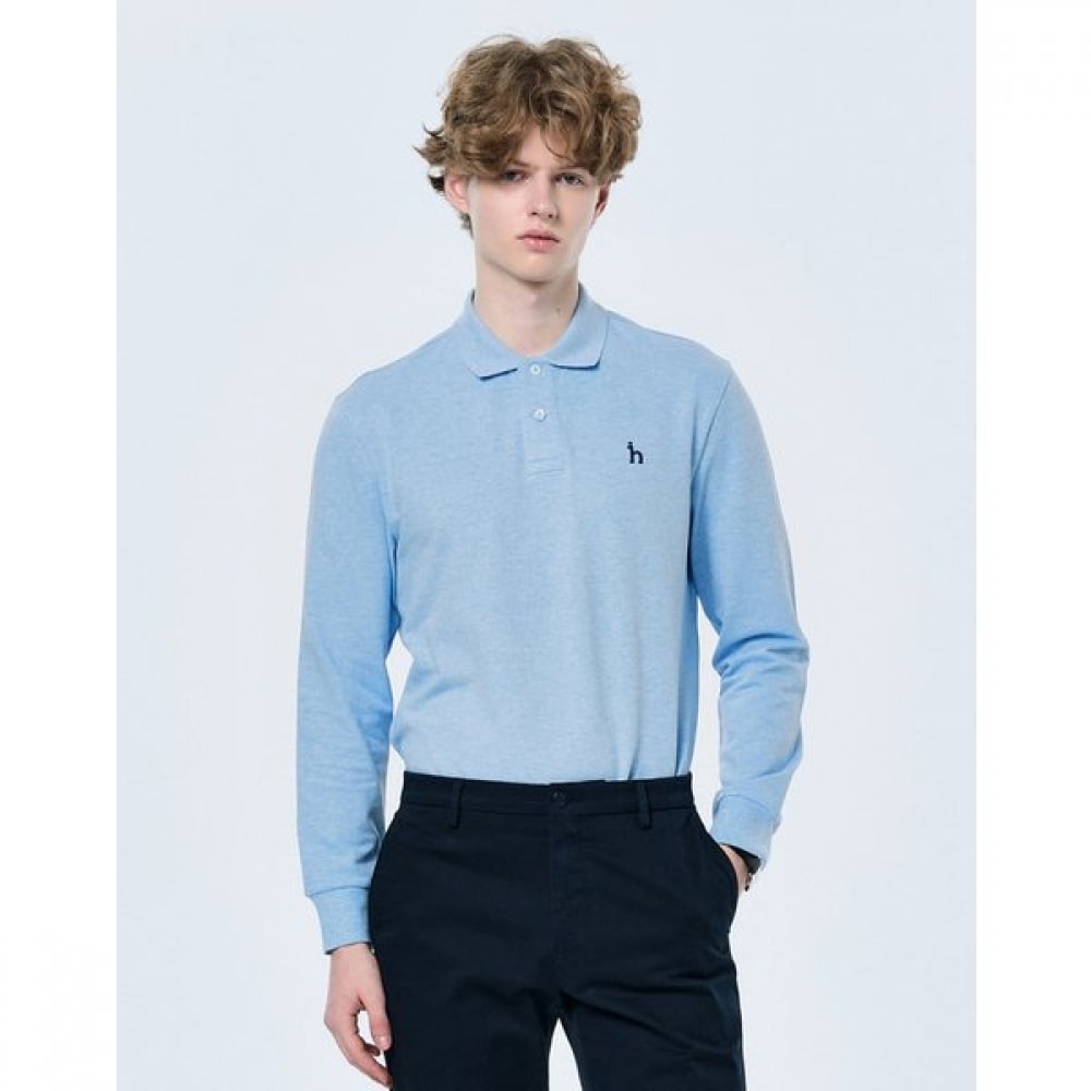 [25SS] [エッセンシャル] ブルーロングスリーブカラー T シャツ HZTS5A201B2