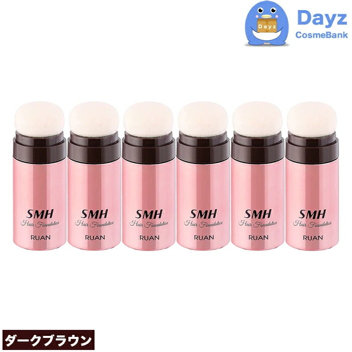 ルアン スーパーミリオンヘアー ファンデーション スティックタイプ 3g　ダークブラウン　6点セット　　白髪リタッチ 生え際カバー　　SMH ファンデーション　　白髪隠し 薄毛隠し 分け目隠し