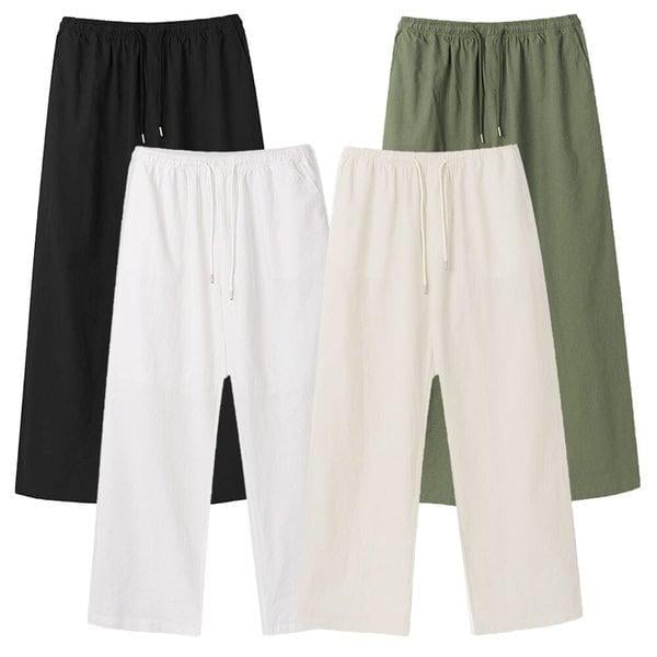 メンズ ディオ リネン バンディング ワイド パンツ AT-PTS-Q002-カーキ