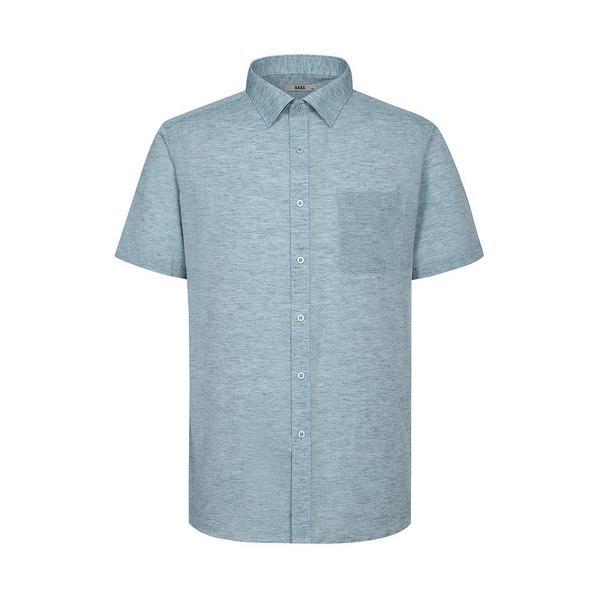 リネン混紡半袖シャツ レギュラーフィット グリーン_DLS2SHDS120E1