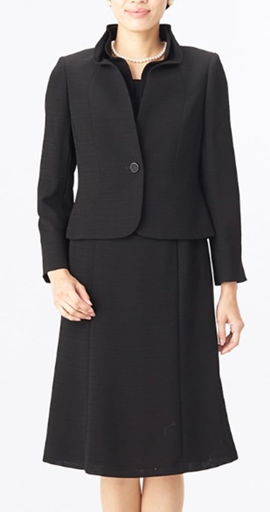喪服 礼服 ワンピーススーツ フラワーカラー アンサンブルブラックフォーマル オールシーズン 1511