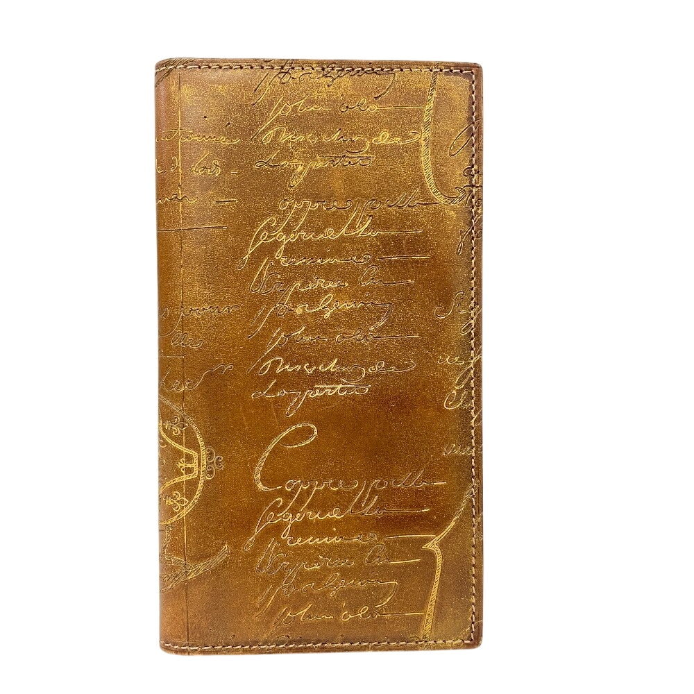 カリグラフィ レザー 手帳カバー ブラウン メンズ ブランド