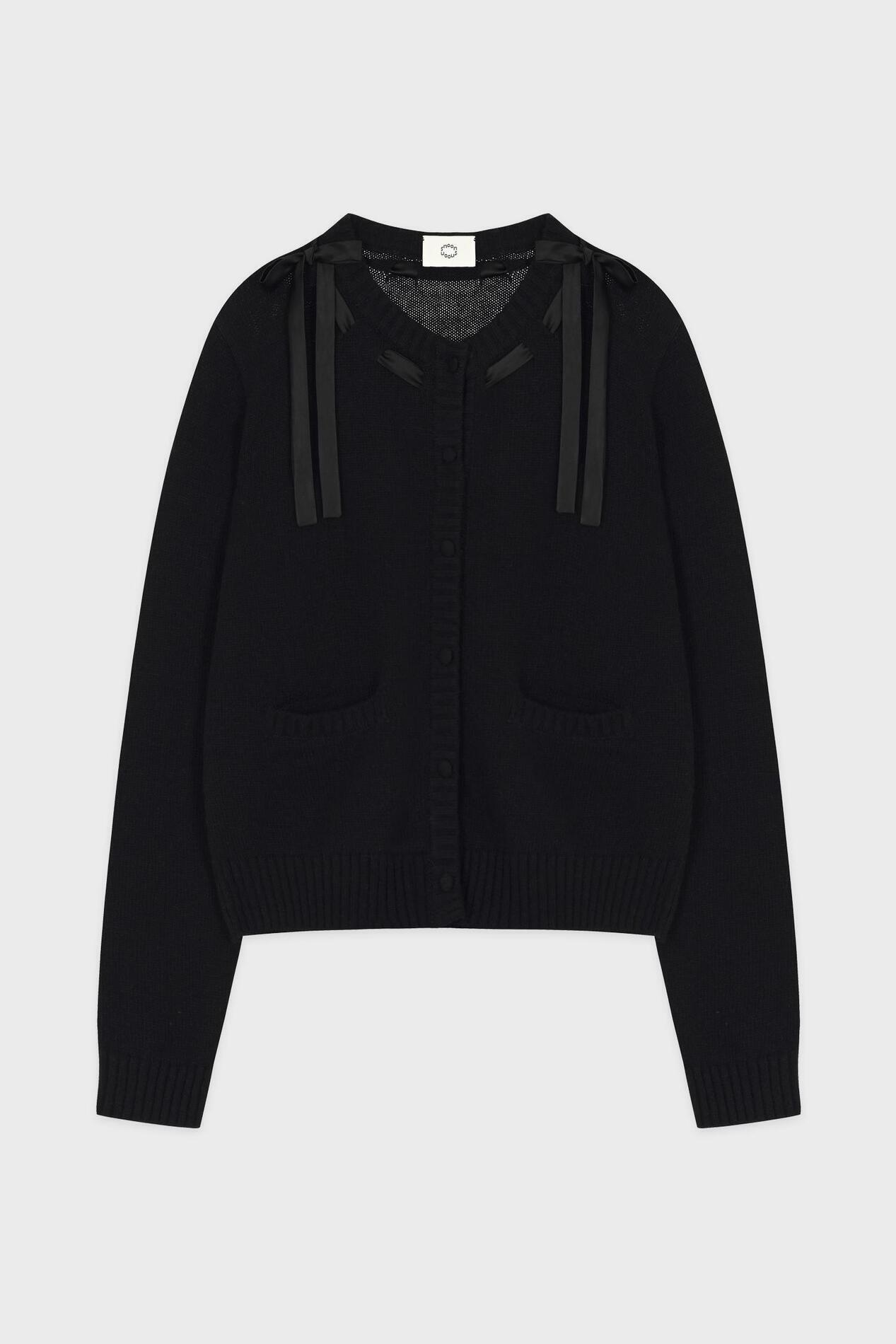 【SINOON】 RIBBON TIE CARDIGAN : BLACK