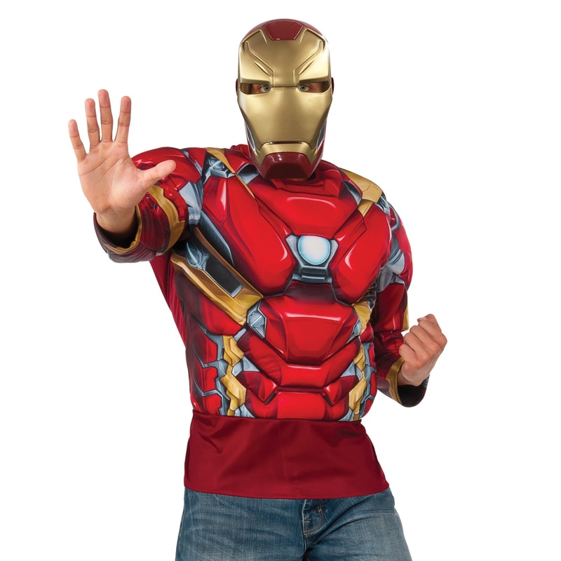 コスプレ 仮装 アイアンマン マッスルチェストシャツ XL (マスク付き) 大きいサイズ 【 コスプレ 衣装 ハロウィン 仮装 コスチューム 大きいサイズ メンズ シャツ マーベル グッズ アベンジャ