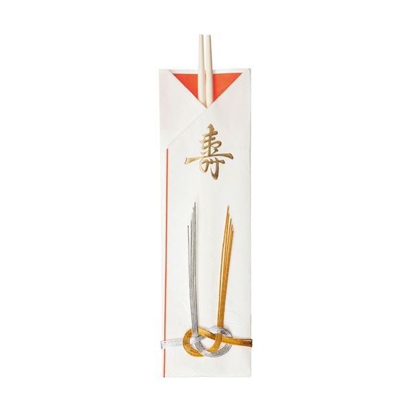 （まとめ） 大和物産 祝箸 結び（水引き付）1セット（50膳：5膳10パック） 3セット