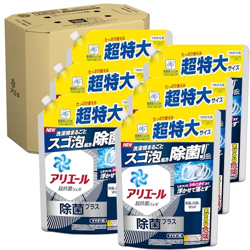 アリエール 洗濯洗剤 液体 除菌プラス 詰め替え 815g×6袋 洗濯機まるごと除菌 [タテ・ドラム式OK] 【Amazon.co.jp限定】