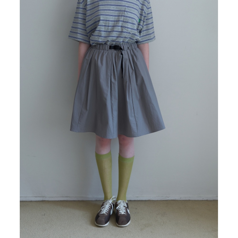 コンテンツなし 75.ベルト付きミディスカート _ グレー